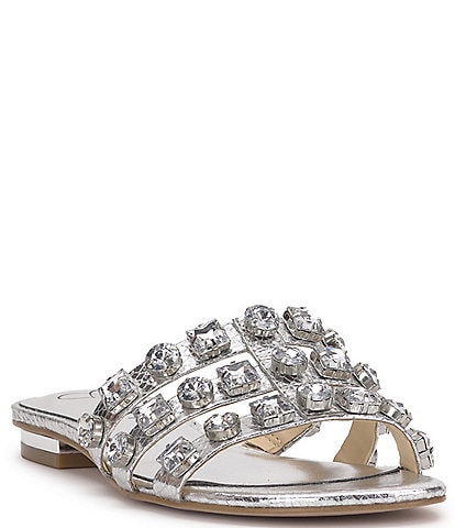 Jessica Simpson Detta Metallic Jeweled Flat Sandals