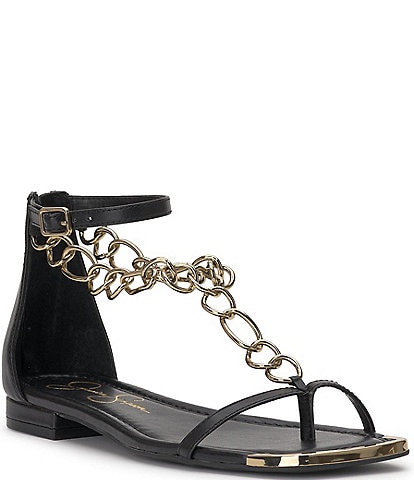 Jessica Simpson Edgey Chain Strap Flat Thong Sandals