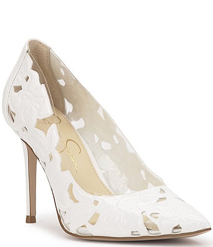 Jessica Simpson Erinia Patent Floral Clear Cut Out Pumps