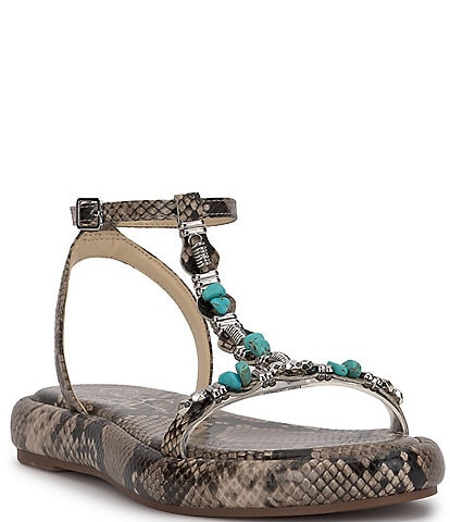 Jessica Simpson Eshily Snake Print Jewel T-Band Platform Sandals