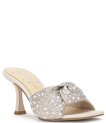 Jessica Simpson Evirra Rhinestone & Pearl Knotted Dress Sandals