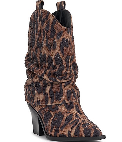 Jessica Simpson Gemorra Leopard Rhinestone Western Boots