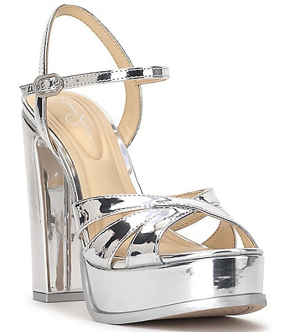 Jessica Simpson Giddings Metallic Patent Platform Sandals
