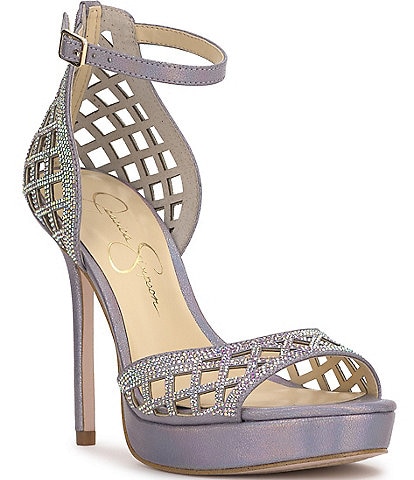 Jessica Simpson Herora Iridescent Rhinestone Embellished Platform Dress Sandals