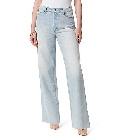 Jessica Simpson High Rise Destructed Relaxed Wide Straight Leg Jeans