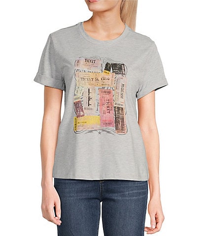 Jessica Simpson Short Sleeve Multi Ticket Graphic T-Shirt