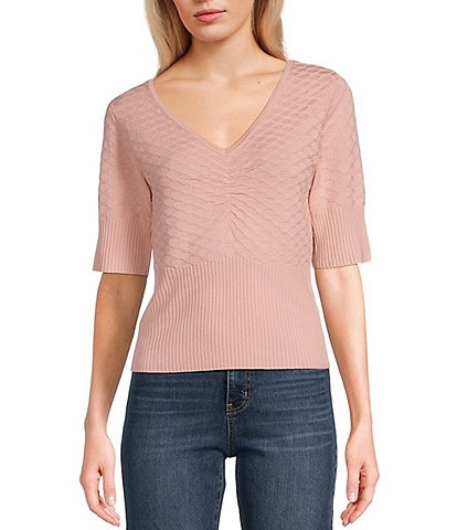 Jessica Simpson Imani Short Sleeve Pointelle Top