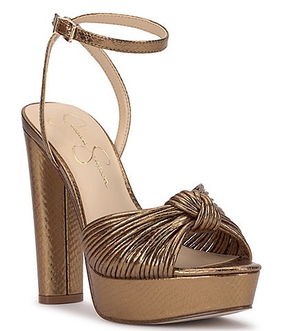 Jessica Simpson Immie Ankle Strap Embossed Platform Dress Sandals