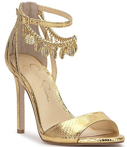 Jessica Simpson Jetser Snake Embossed Chain Medallion Dress Sandals