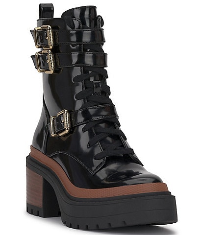 DKNY Toia Leather Lace-Up Platform Booties