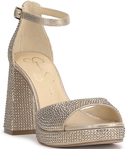 Jessica Simpson Kaliah Shimmer Rhinestone Platform Dress Sandals