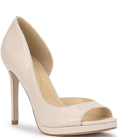 Jessica Simpson Kimli Snake Embossed Peep Toe Pumps