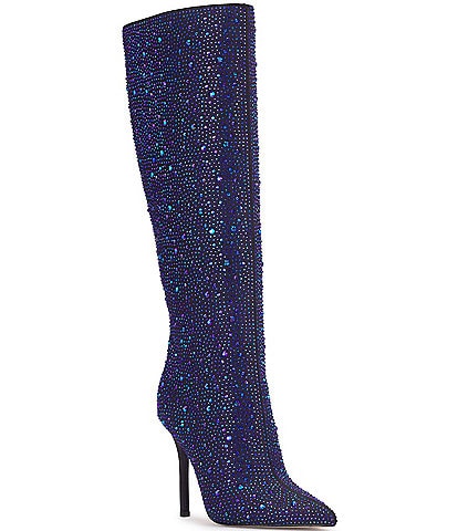 Jessica Simpson Laurel Denim Rhinestone Embellished Tall Boots