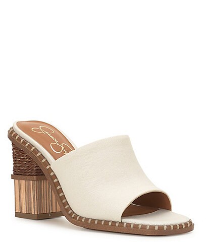 Jessica Simpson Lendrila Raffia & Wooden Block Heel Sandals