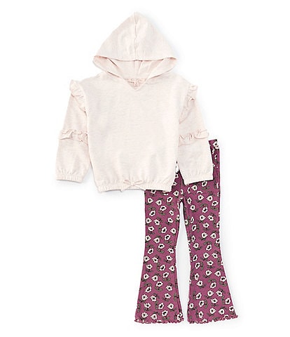 Jessica Simpson Little Girls 2T-6X Ruffle Sleeve Hoodie & Printed Ruffle-Hem Pant Set