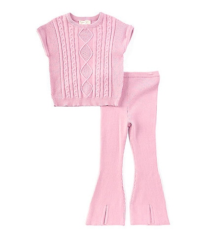 Jessica Simpson Little Girls 2T-6X Short Sleeve Cable-Knit Sweater & Matching Pants Set