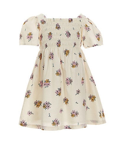 Jessica Simpson Little Girls 2T-6X Short-Sleeve Floral Textured Basketweave A-Line Dress