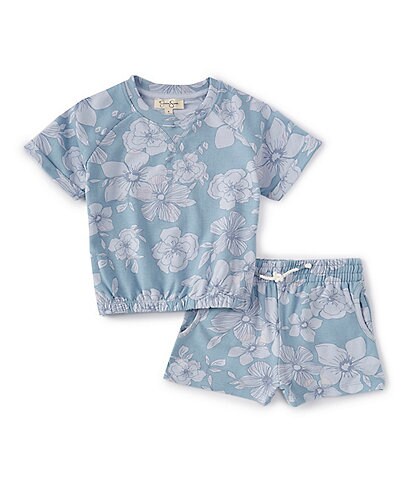 Jessica Simpson Little/Big Girls 4-8 Short Sleeve Printed French Terry Tee & Shorts Matching Set