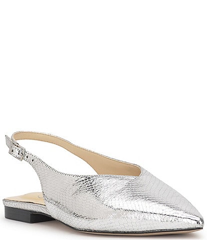 Jessica Simpson Mezzah Embossed Faux Leather Slingback Flats