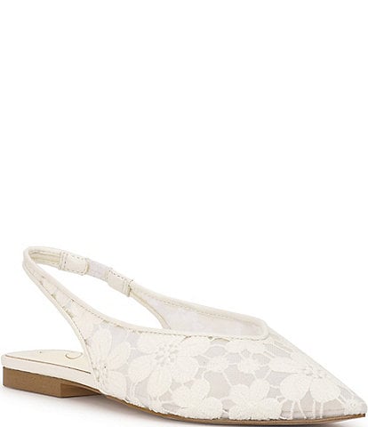 Jessica Simpson Mezzah Flower Mesh Pointed Toe Slingback Flats