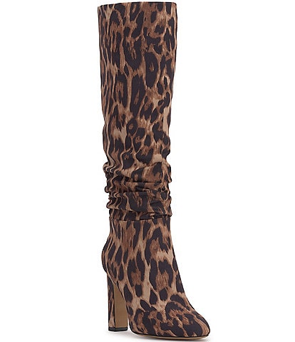 Jessica Simpson Minerva Leopard Knee High Suede Slouch Boots