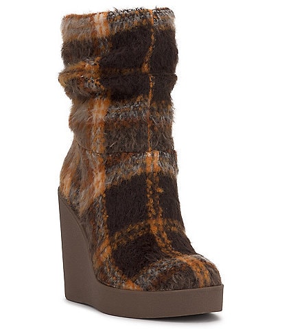 Jessica Simpson Mynette Plaid Slouch Wedge Booties