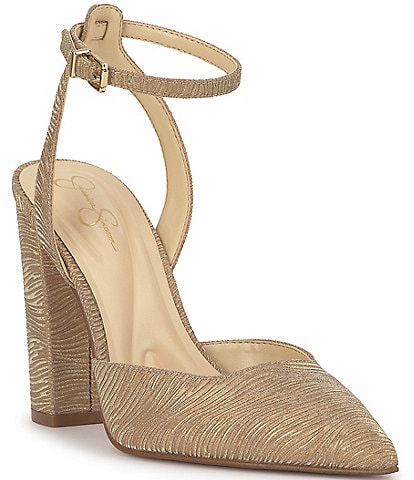 Jessica Simpson Nazel Wavy Metallic Ankle Strap Pumps