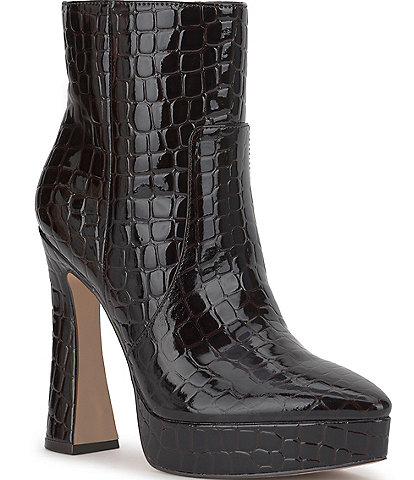 Jessica Simpson Nerix Crocodile Embossed Patent Platform Booties