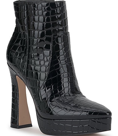 Jessica Simpson Nerix Crocodile Embossed Patent Platform Booties