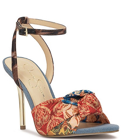 Jessica Simpson Neveny Printed Knotted Ankle Strap Sandals