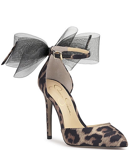 Jessica Simpson Phindies Leopard Print Tulle Bow Pumps