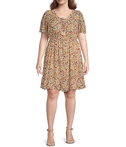 Jessica Simpson Plus Regina V-Neck Floral Print Dress