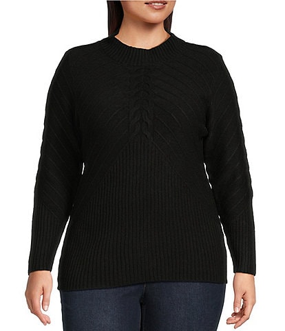 Jessica Simpson Plus Size Adena Cable Knit Mock Neck Sweater