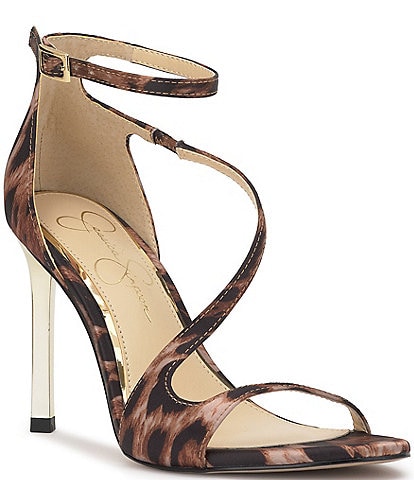 Jessica Simpson Qamille Leopard Asymmetrical Strap Dress Sandals