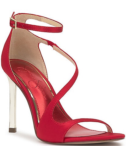 Jessica Simpson Qamille Satin Asymmetrical Strap Dress Sandals