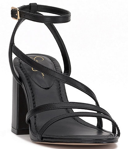 Jessica Simpson Reyvin Leather Strappy Block Heel Sandals