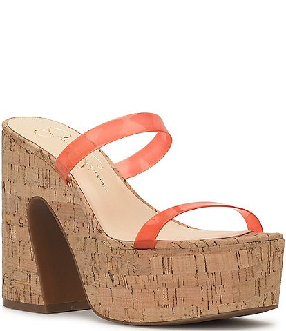 Jessica Simpson Samhita Clear Strap Cork Platform Sandals