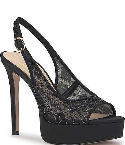 Jessica Simpson Sibilla Lace Slingback Peep Toe Platform Pumps