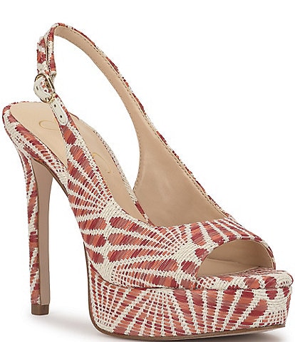 Jessica Simpson Sibilla Raffia Patterned Slingback Platform Sandals