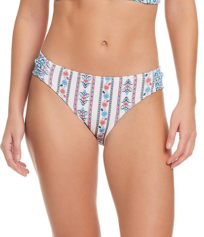 Jessica Simpson Sun Salutation Floral Print Shirred Tab Side Hipster Swim Bottom