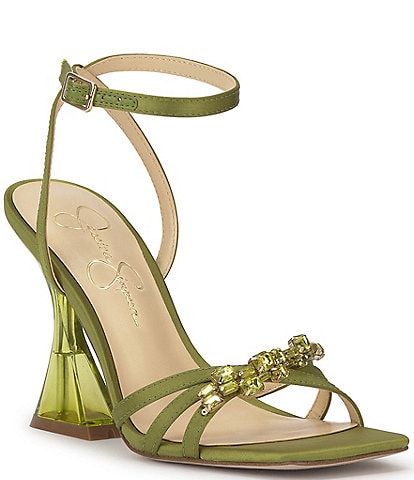 Jessica Simpson Suzetea Jeweled Sculptural Clear Heel Dress Sandals