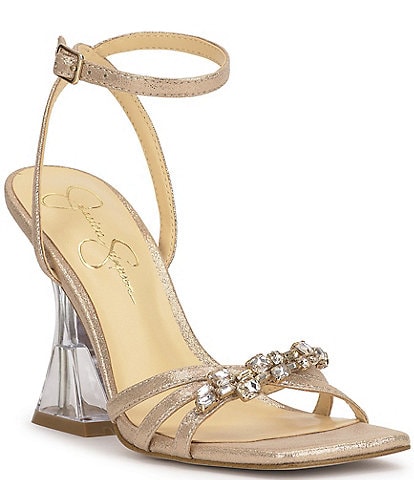 Jessica Simpson Suzetea Jeweled Sculptural Clear Heel Dress Sandals