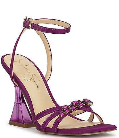 Jessica Simpson Suzetea Jeweled Sculptural Clear Heel Dress Sandals
