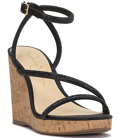 Jessica Simpson Tenley Rhinestone Strappy Wedge Sandals