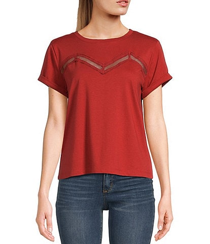 Jessica Simpson Valeriya Lace Inset Short Sleeve T-Shirt