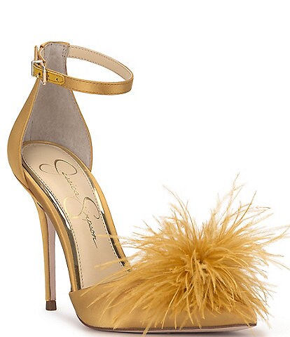 Jessica Simpson Wolistie Feather Ankle Strap Stiletto Dress Pumps