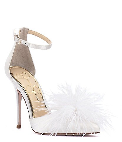 Jessica Simpson Wolistie Feather Ankle Strap Stiletto Dress Pumps