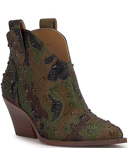 Jessica Simpson Zadie Camo Print Rhinestone Western Booties