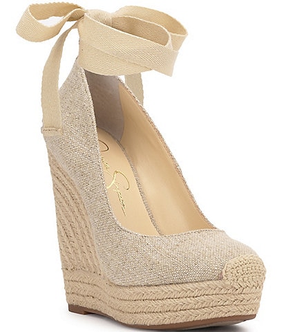 Jessica Simpson Zexie Canvas Ankle Wrap Espadrille Platform Wedges