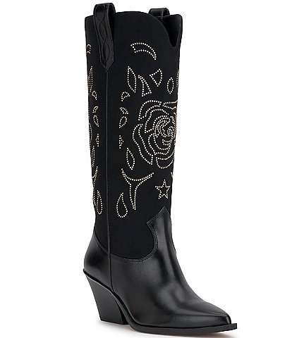 Jessica Simpson Zodra Rose Leather Suede Studded Tall Western Boots
